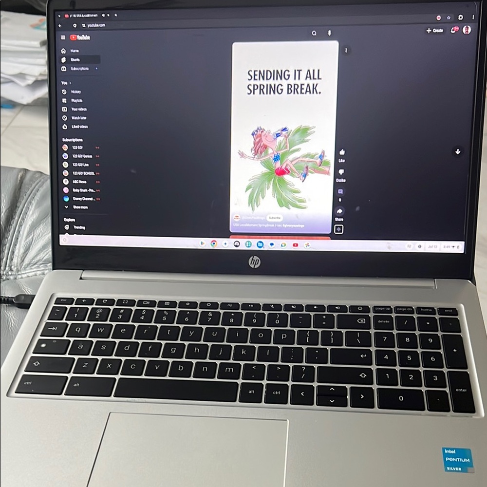 HP Chromebook Silver and Blue Laptop